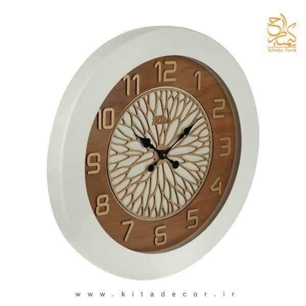 ساعت دیواری معرق مجموعه رویال چوبی سفید تهران کد cks645w