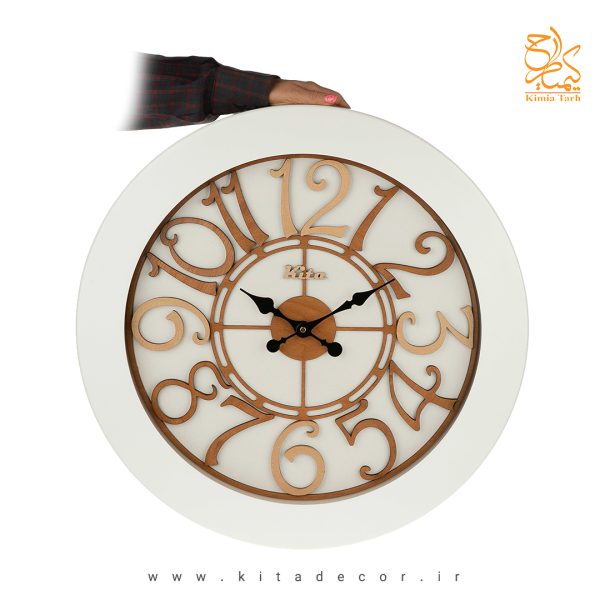 خرید اینترنتی ساعت دیواری معرق مجموعه رویال سفید تزئینی دکوراتیو کد cks649w