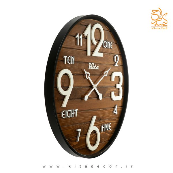 ساعت دیواری چوبی مدرن مجموعه هارمونی با قاب فلزی مدرن کد ckh627gm