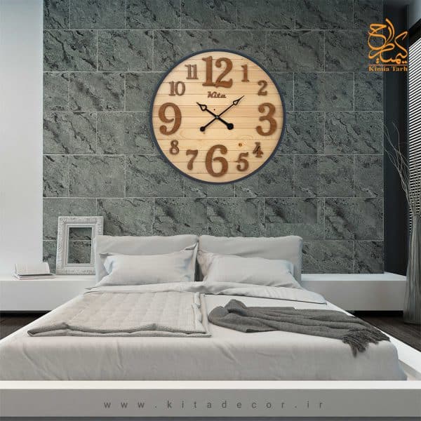 ساعت دیواری چوبی مدرن مجموعه هارمونی با قاب فلزی کد ckh632km