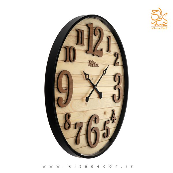 ساعت دیواری چوبی مدرن مجموعه هارمونی با قاب فلزی خاص کد ckh632km