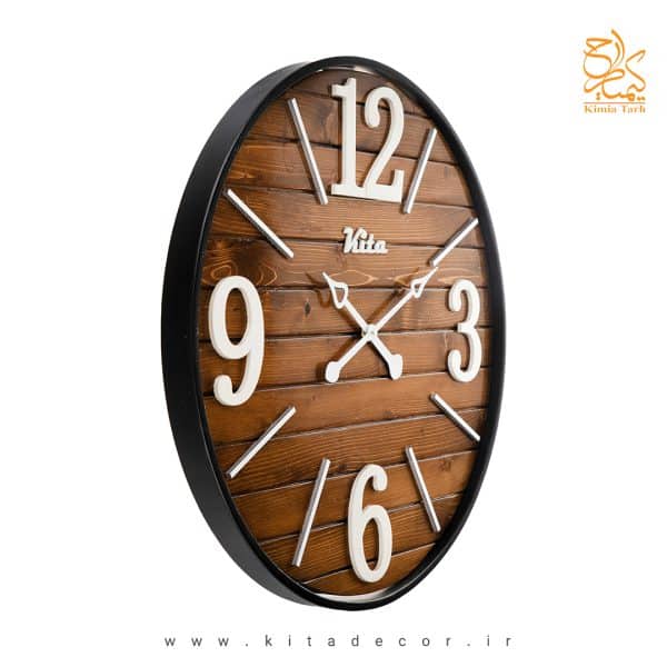 ساعت دیواری چوبی مدرن مجموعه هارمونی با قاب فلزی کد ckh636gm